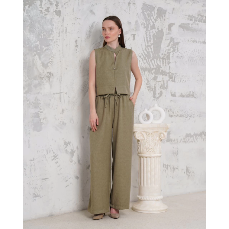 Broşlu yelek pantolon takım haki s255821 Broşlu yelek pantolon takım haki s255821