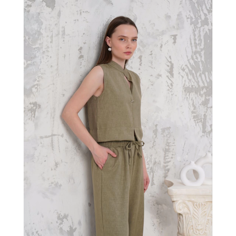 Broşlu yelek pantolon takım haki s255821 Broşlu yelek pantolon takım haki s255821