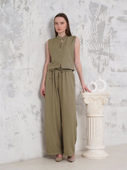 Broşlu yelek pantolon takım haki s255821 Broşlu yelek pantolon takım haki s255821