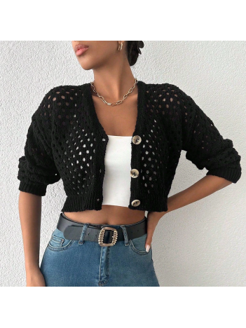 Büyük düğmeli delikli hırka siyah Büyük düğmeli delikli hırka siyah