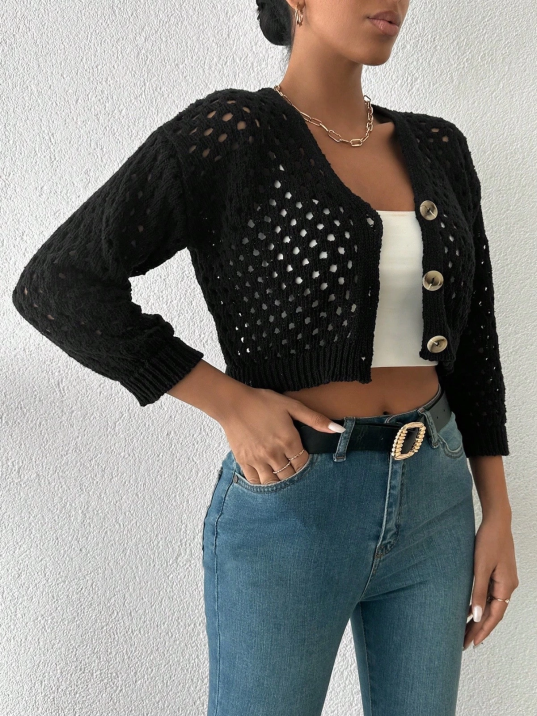 Büyük düğmeli delikli hırka siyah Büyük düğmeli delikli hırka siyah
