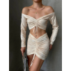Büzgülü etek bluz takım bej s24709 Büzgülü etek bluz takım bej s24709