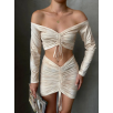 Büzgülü etek bluz takım bej s24709 Büzgülü etek bluz takım bej s24709
