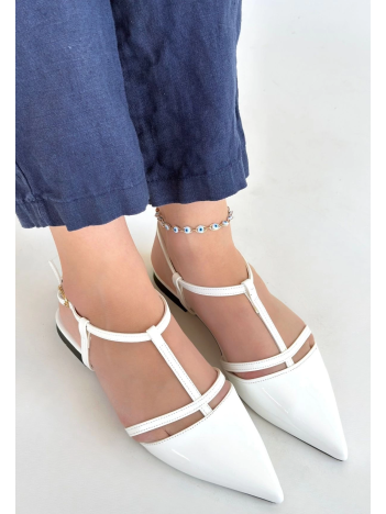 Canca Beyaz Rugan Babet Ayakkabı Canca Beyaz Rugan Babet Ayakkabı