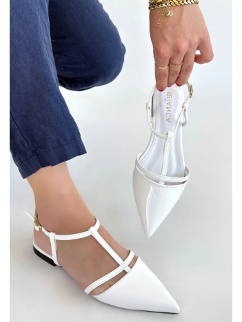 Canca Beyaz Rugan Babet Ayakkabı Canca Beyaz Rugan Babet Ayakkabı