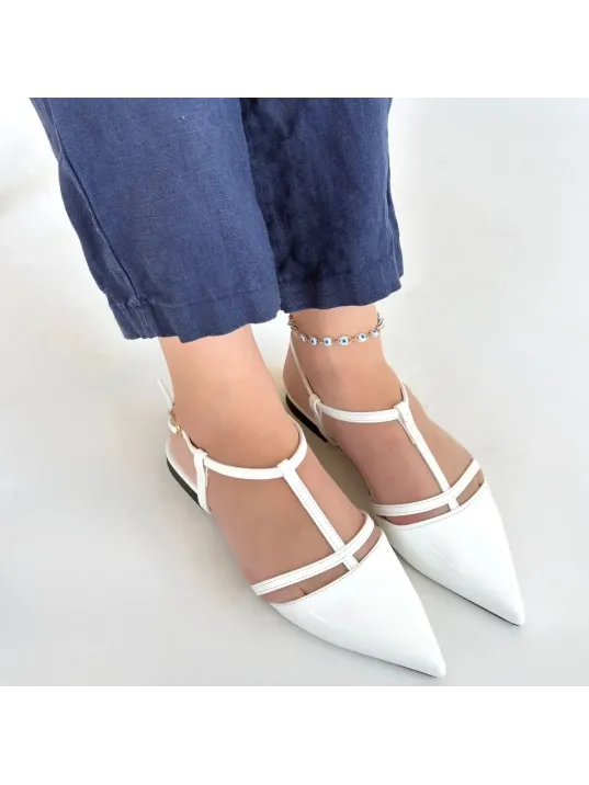 Canca Beyaz Rugan Babet Ayakkabı Canca Beyaz Rugan Babet Ayakkabı