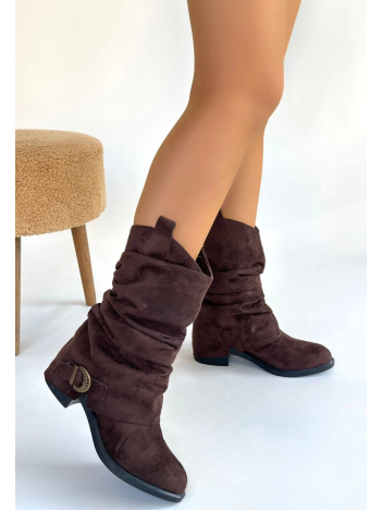 Canty Kahverengi Süet Körüklü Topuklu Çizme Canty Kahverengi Süet Körüklü Topuklu Çizme