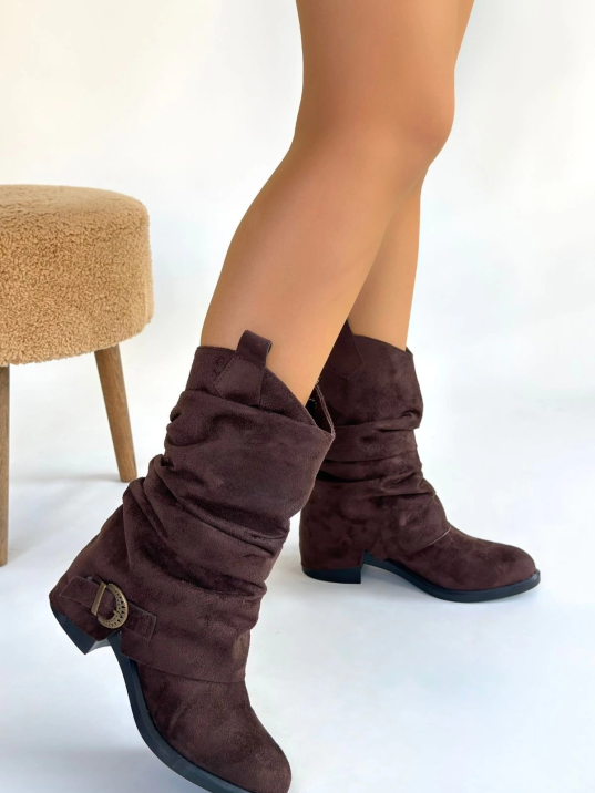 Canty Kahverengi Süet Körüklü Topuklu Çizme Canty Kahverengi Süet Körüklü Topuklu Çizme