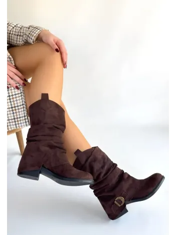 Canty Kahverengi Süet Körüklü Topuklu Çizme Canty Kahverengi Süet Körüklü Topuklu Çizme