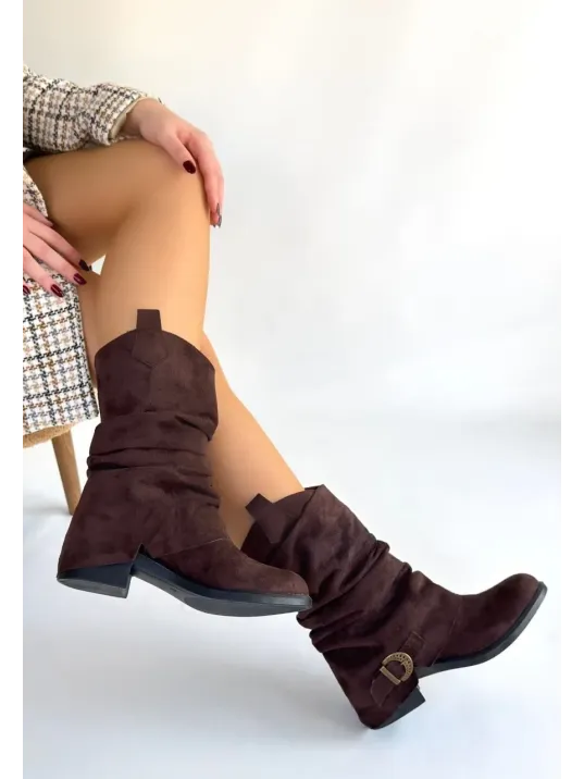 Canty Kahverengi Süet Körüklü Topuklu Çizme Canty Kahverengi Süet Körüklü Topuklu Çizme