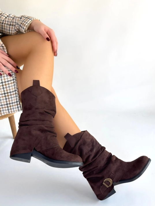 Canty Kahverengi Süet Körüklü Topuklu Çizme Canty Kahverengi Süet Körüklü Topuklu Çizme