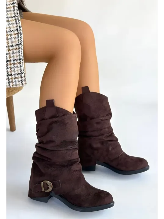 Canty Kahverengi Süet Körüklü Topuklu Çizme Canty Kahverengi Süet Körüklü Topuklu Çizme