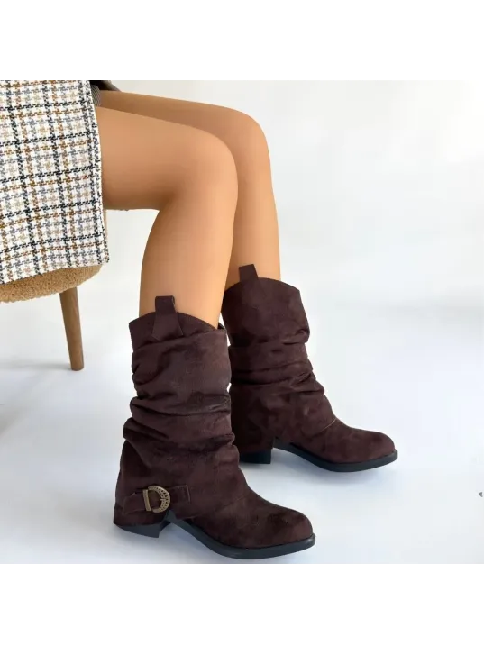 Canty Kahverengi Süet Körüklü Topuklu Çizme Canty Kahverengi Süet Körüklü Topuklu Çizme