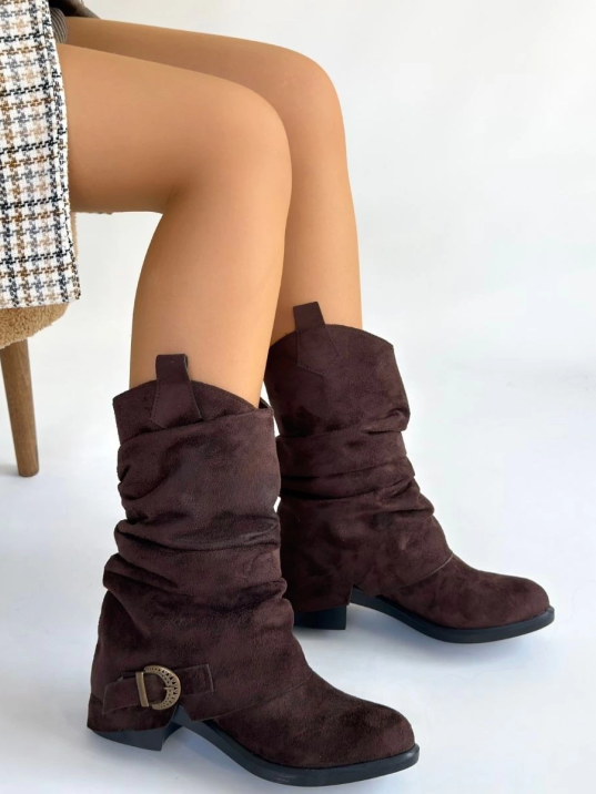 Canty Kahverengi Süet Körüklü Topuklu Çizme Canty Kahverengi Süet Körüklü Topuklu Çizme