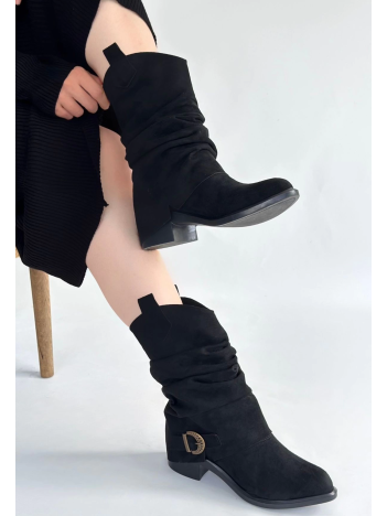 Canty Siyah Süet Körüklü Topuklu Çizme Canty Siyah Süet Körüklü Topuklu Çizme