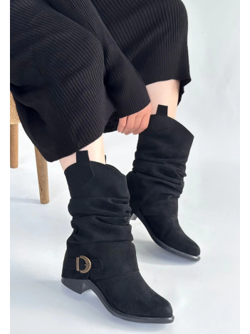 Canty Siyah Süet Körüklü Topuklu Çizme Canty Siyah Süet Körüklü Topuklu Çizme