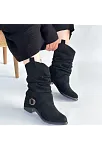 Canty Siyah Süet Körüklü Topuklu Çizme