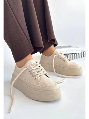 Carin Bej Keten Bağcıklı Spor Ayakkabı Carin Bej Keten Bağcıklı Spor Ayakkabı