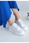 Carin Beyaz Keten Bağcıklı Spor Ayakkabı