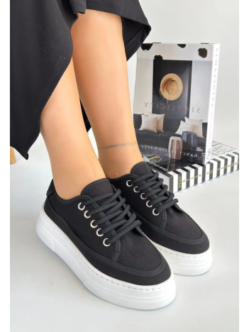 Carin Siyah Keten Bağcıklı Spor Ayakkabı Carin Siyah Keten Bağcıklı Spor Ayakkabı