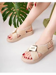 Cate Bej Hasır Cilt Sandalet