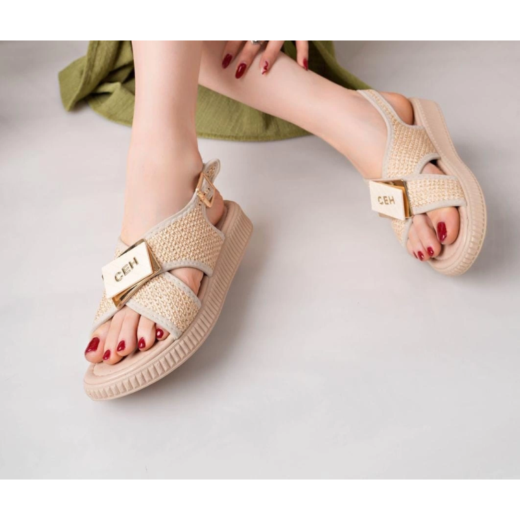 Cate Bej Hasır Cilt Sandalet Cate Bej Hasır Cilt Sandalet