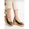 Caver Siyah Cilt Dolgu Topuk Sandalet Caver Siyah Cilt Dolgu Topuk Sandalet