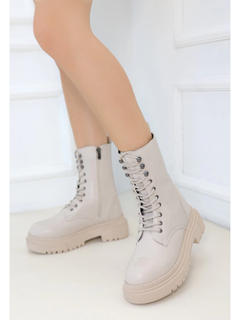 Caxa Bej Cilt Bağcıklı Bot Caxa Bej Cilt Bağcıklı Bot