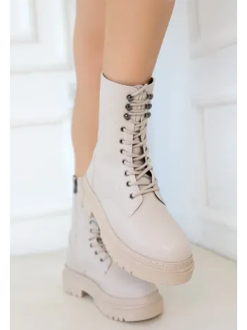 Caxa Bej Cilt Bağcıklı Bot Caxa Bej Cilt Bağcıklı Bot