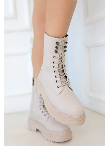 Caxa Bej Cilt Bağcıklı Bot Caxa Bej Cilt Bağcıklı Bot