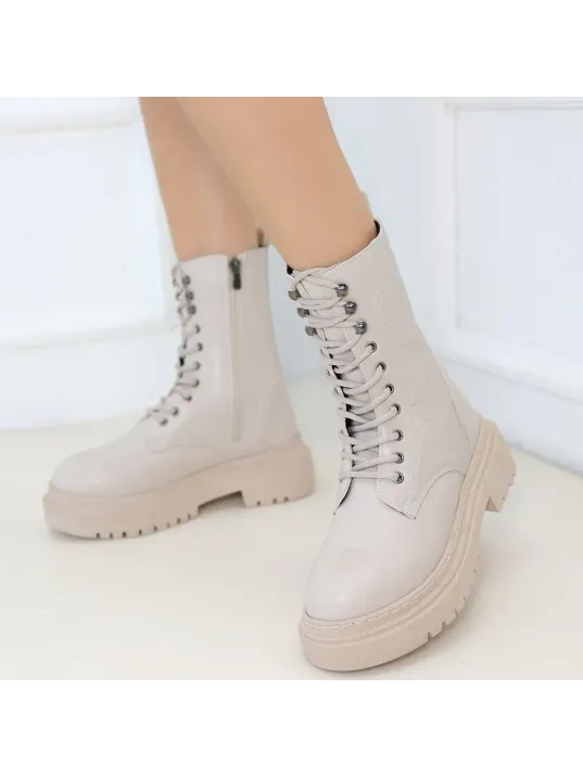 Caxa Bej Cilt Bağcıklı Bot Caxa Bej Cilt Bağcıklı Bot