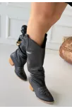 Cayla Siyah Cilt Topuklu Çizme Cayla Siyah Cilt Topuklu Çizme