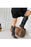 Cayla Siyah Cilt Topuklu Çizme Cayla Siyah Cilt Topuklu Çizme