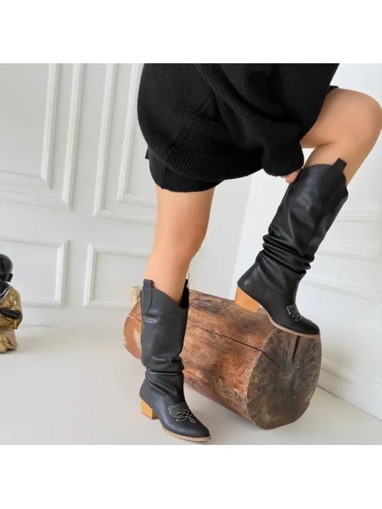 Cayla Siyah Cilt Topuklu Çizme Cayla Siyah Cilt Topuklu Çizme