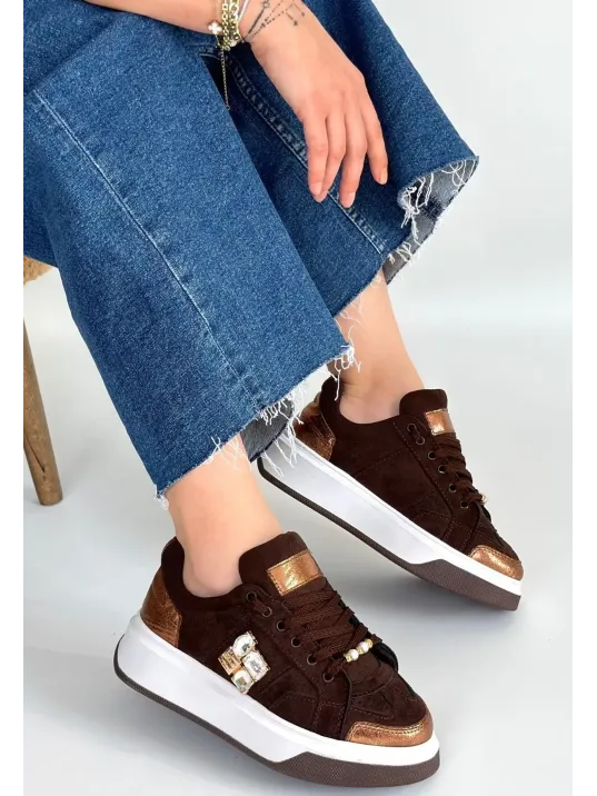 Ceans Kahverengi Süet Bağcıklı Spor Ayakkabı