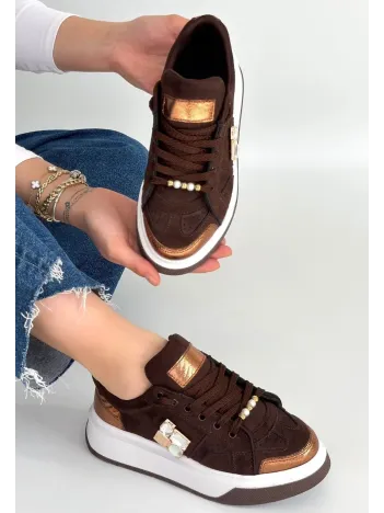 Ceans Kahverengi Süet Bağcıklı Spor Ayakkabı