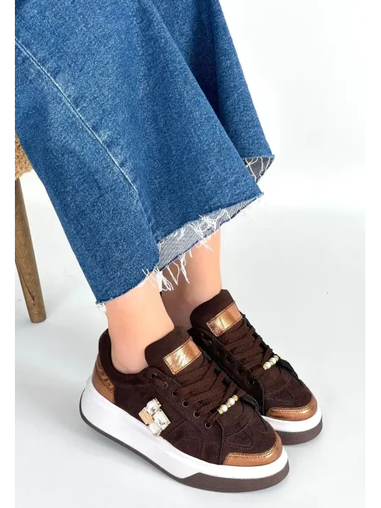 Ceans Kahverengi Süet Bağcıklı Spor Ayakkabı