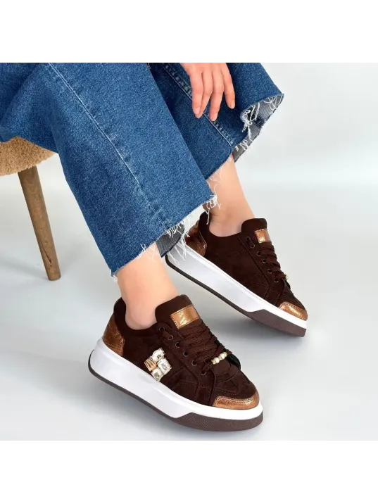 Ceans Kahverengi Süet Bağcıklı Spor Ayakkabı