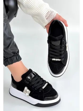 Ceans Siyah Süet Bağcıklı Spor Ayakkabı