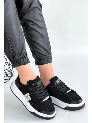 Ceans Siyah Süet Bağcıklı Spor Ayakkabı