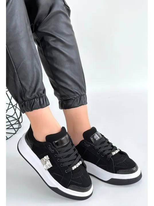 Ceans Siyah Süet Bağcıklı Spor Ayakkabı