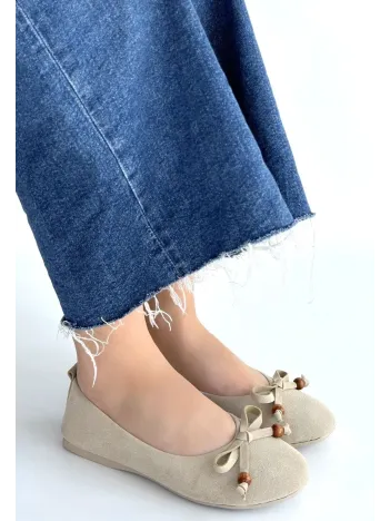 Cear Bej Deri Tozu Süet Babet Ayakkabı