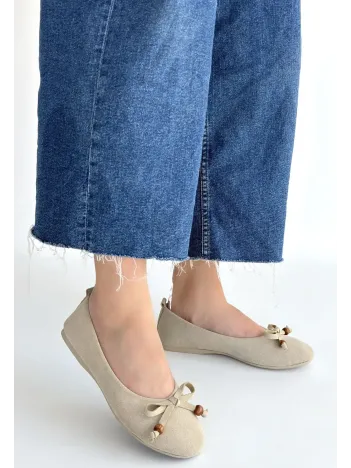 Cear Bej Deri Tozu Süet Babet Ayakkabı Cear Bej Deri Tozu Süet Babet Ayakkabı