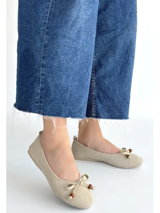 Cear Bej Deri Tozu Süet Babet Ayakkabı Cear Bej Deri Tozu Süet Babet Ayakkabı