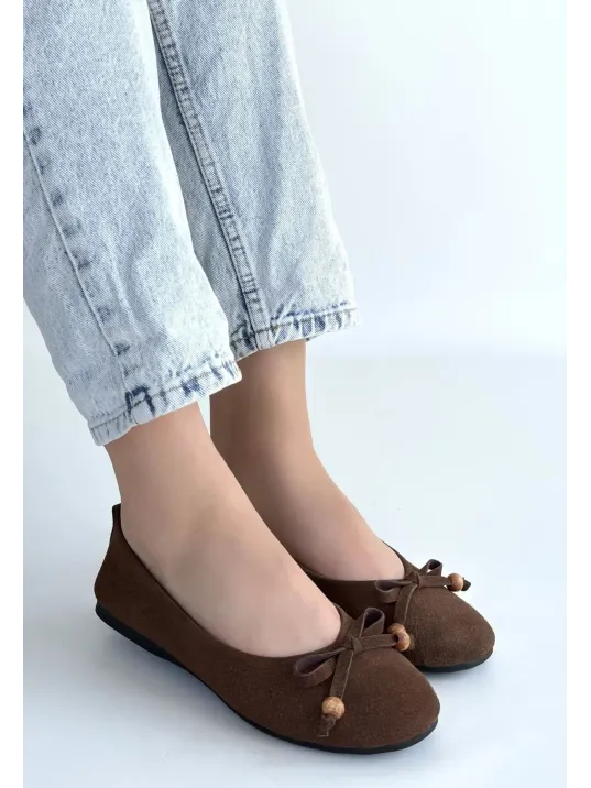 Cear Kahverengi Deri Tozu Süet Babet Ayakkabı Cear Kahverengi Deri Tozu Süet Babet Ayakkabı