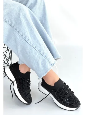 Ceas Siyah Triko Bağcıklı Spor Ayakkabı