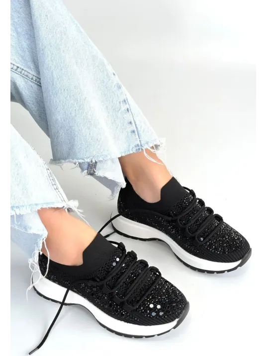 Ceas Siyah Triko Bağcıklı Spor Ayakkabı