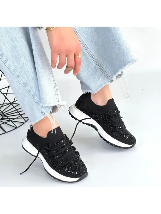 Ceas Siyah Triko Bağcıklı Spor Ayakkabı