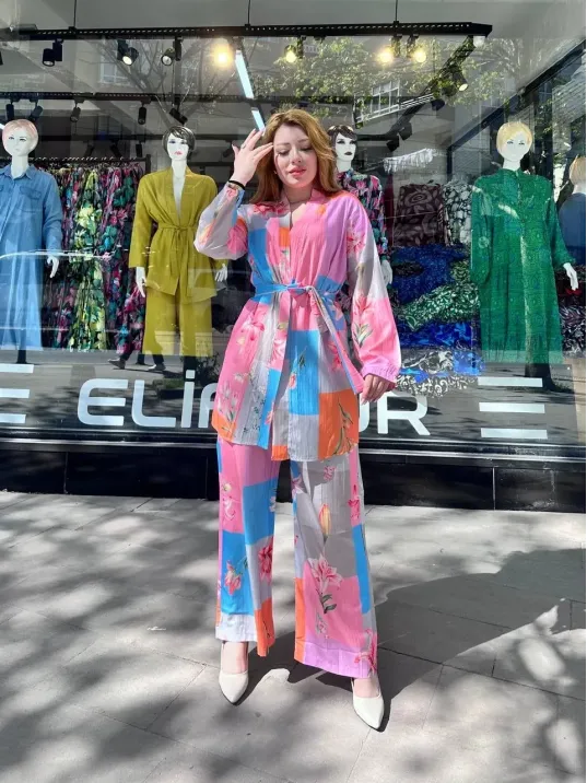 Ceketli Baskılı Takım