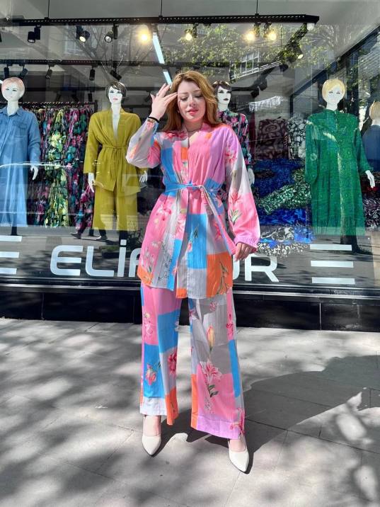 Ceketli baskılı takım Ceketli baskılı takım